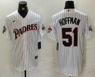 Men%27s San Diego Padres #51 Trevor Hoffman White Pinstripe Nike Jersey